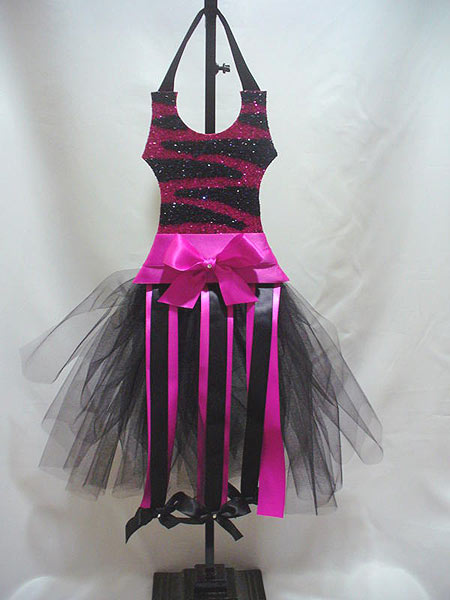 Hot Pink/Black Zebra Glittered Tutu Hair Bow Holder-tutu, hair bow holder