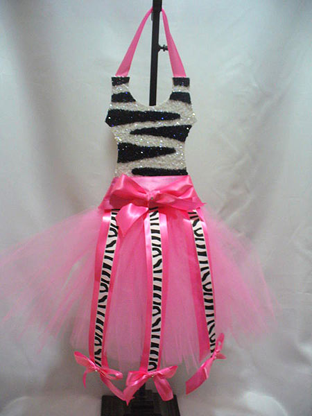 Black/White Zebra Glittered Tutu Hair Bow Holder-tutu, hair bow holder