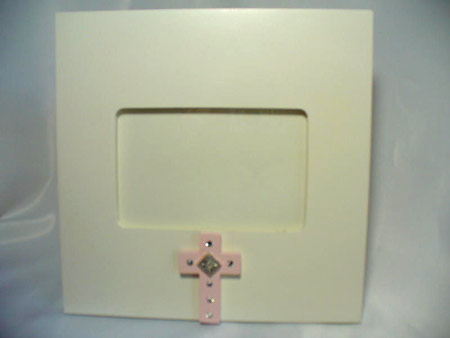Cream Frame with Cross-children picture frames