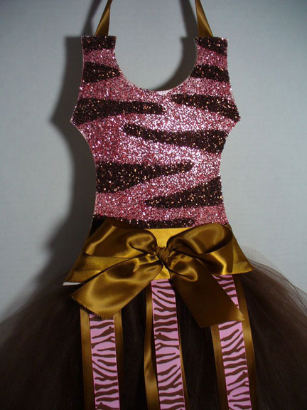 Tutu Bow Holder Glitter Pink and Brown Zebra-tutu bow holders
