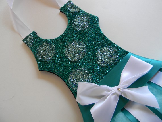 Tutu Bow Holder Glitter Turquoise and Aqua Dot-tutu bow holders