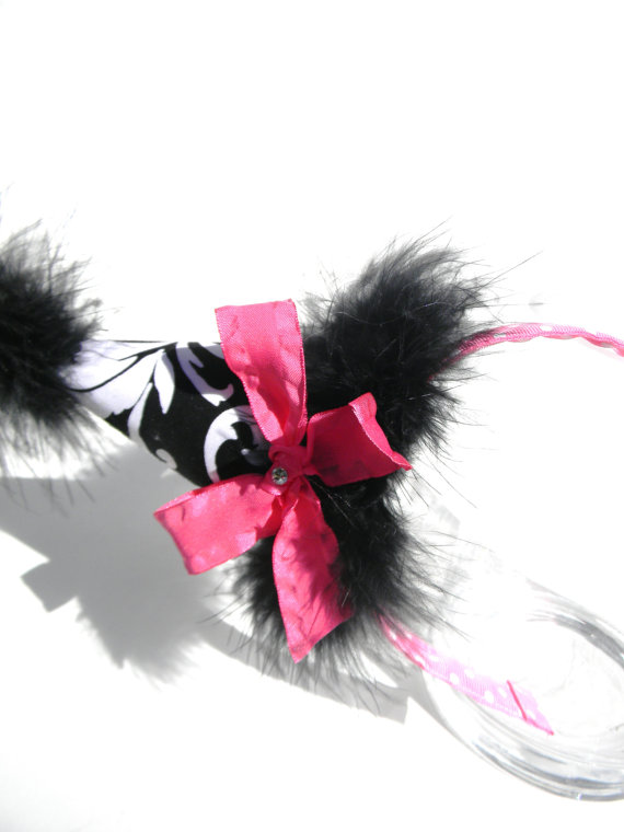 Headband Marijane Black and White with Hot Pink Party Hat-birthday party hats