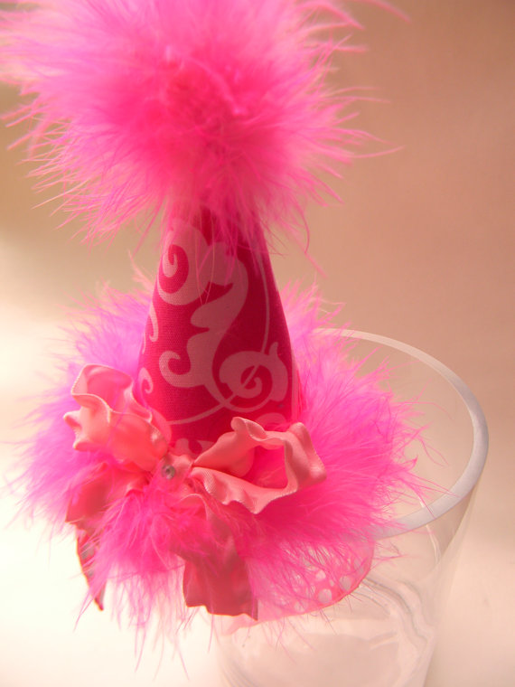 Headband Hot Pink Damask Party Hat-birthday party hats