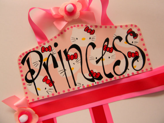 Plaque Hair Bow Holders Princess Hello Kitty-plaque hair bow holder