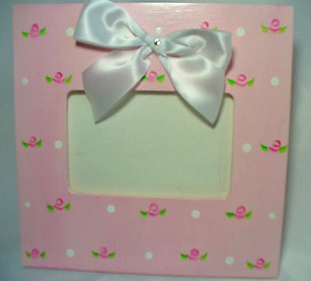 Pink Roses Painted Frame-children picture frames