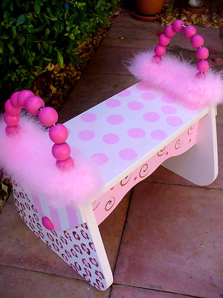 Pink Cheetah Painted Purse Footstool-Pink Cheetah Painted Purse Footstool
