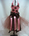 Pink and Brown Dot Glittered Tutu Hair Bow Holder-tutu, hair bow holder