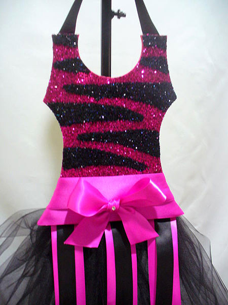 Hot Pink/Black Zebra Glittered Tutu Hair Bow Holder-tutu, hair bow holder