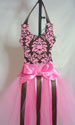 Hot Pink/Chocolate Damask Tutu Hair Bow Holder-tutu, hair bow holder, hair bows, hair bow holders, tutu, tooth fairy pillows, headbands, pendants, charms, hairbow, hairbow holder, barrette holder, personalize hair bow holder, hairbows, ballerina bow holder, ballet bow holder, animal print bow holder, tooth pillow, party hats, birthday party hat, 1st birthday party hat, 1st birthday