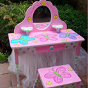 Pink Hand Painted Butterfly Vanity-Pink Hand Painted Butterfly Vanity