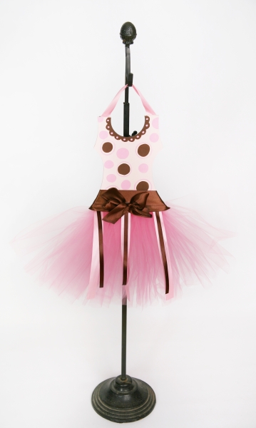 Pink and Brown Retro Hand Painted Hair Bow-tutu, hair bow holder